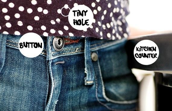 Gaatjes in kleding aan de voorzijde